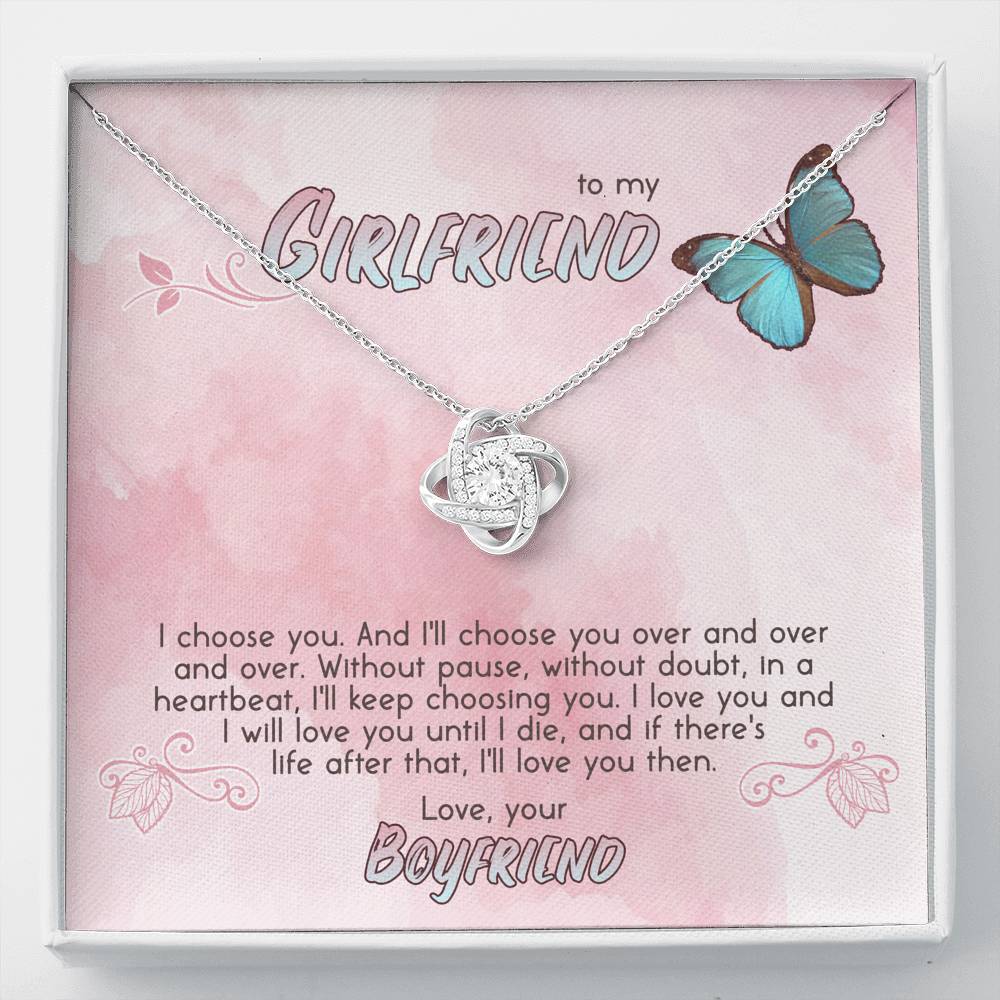 TO MY GIRLFRIEND "CHOOSE" LOVE KNOT NECKLACE GIFT SET - ON CLOUD NINE GIFTS