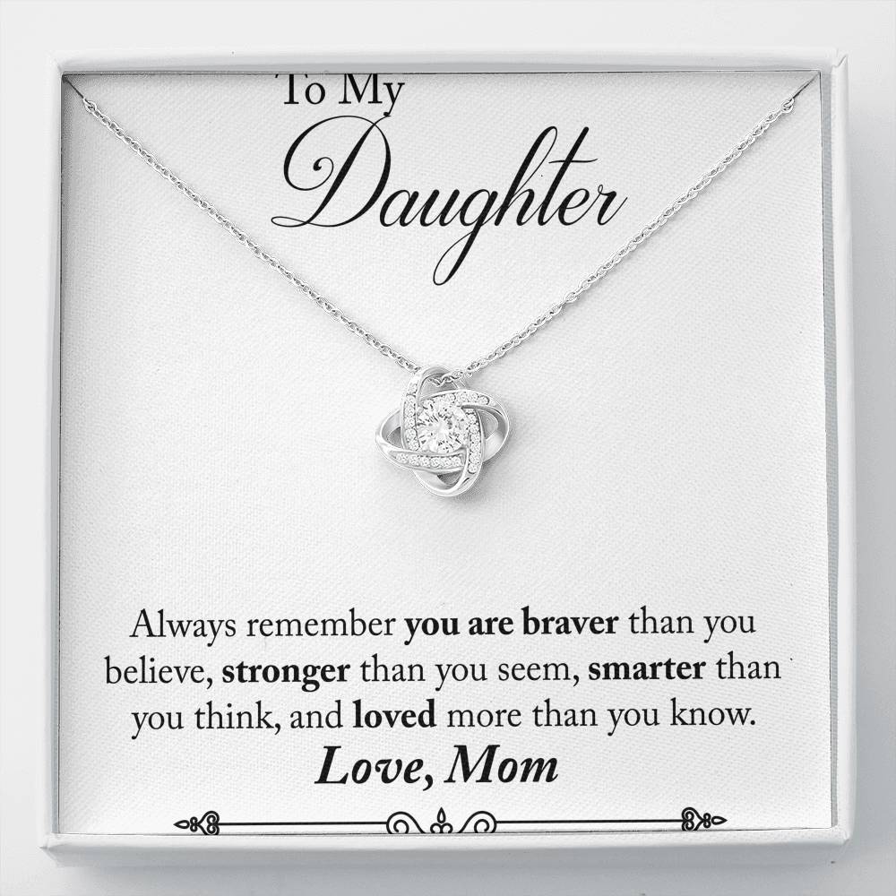 TO MY DAUGHTER "STRONGER THAN YOU SEEM - SO" LOVE KNOT NECKLACE ANNIVERSARY GIFT SET - ON CLOUD NINE GIFTS