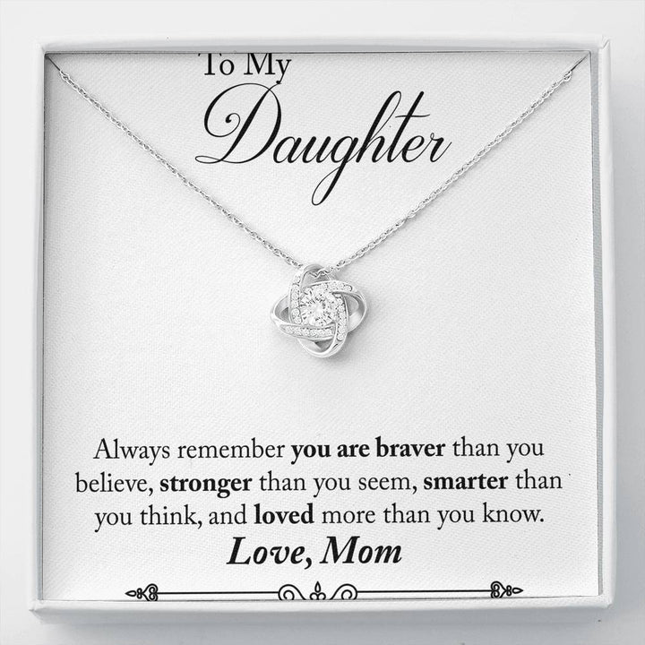 TO MY DAUGHTER "STRONGER THAN YOU SEEM - SO" LOVE KNOT NECKLACE ANNIVERSARY GIFT SET - ON CLOUD NINE GIFTS