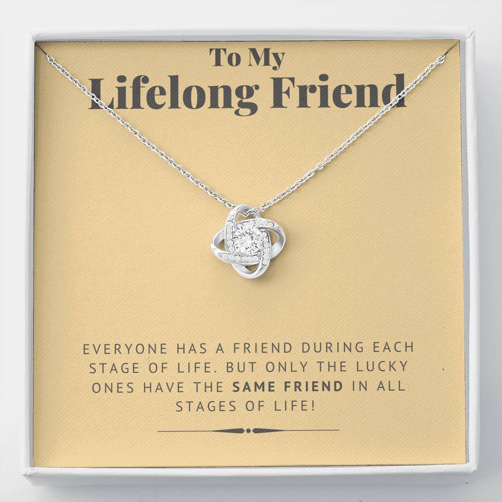 TO MY LIFELONG FRIEND "SAME FRIEND" LOVE KNOT NECKLACE GIFT SET - ON CLOUD NINE GIFTS