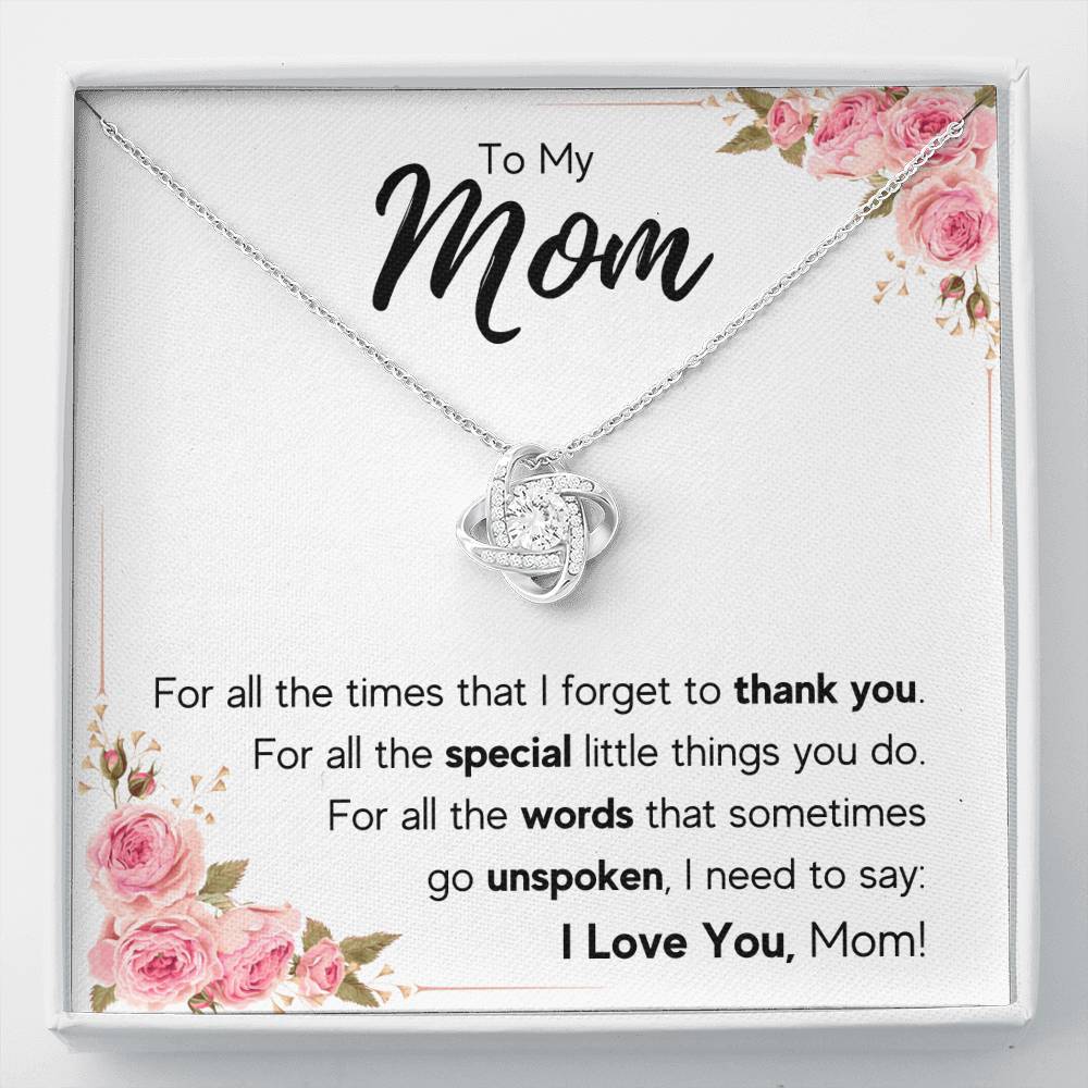 TO MY MOM UNSPOKEN LOVE KNOT NECKLACE GIFT SET - ON CLOUD NINE GIFTS