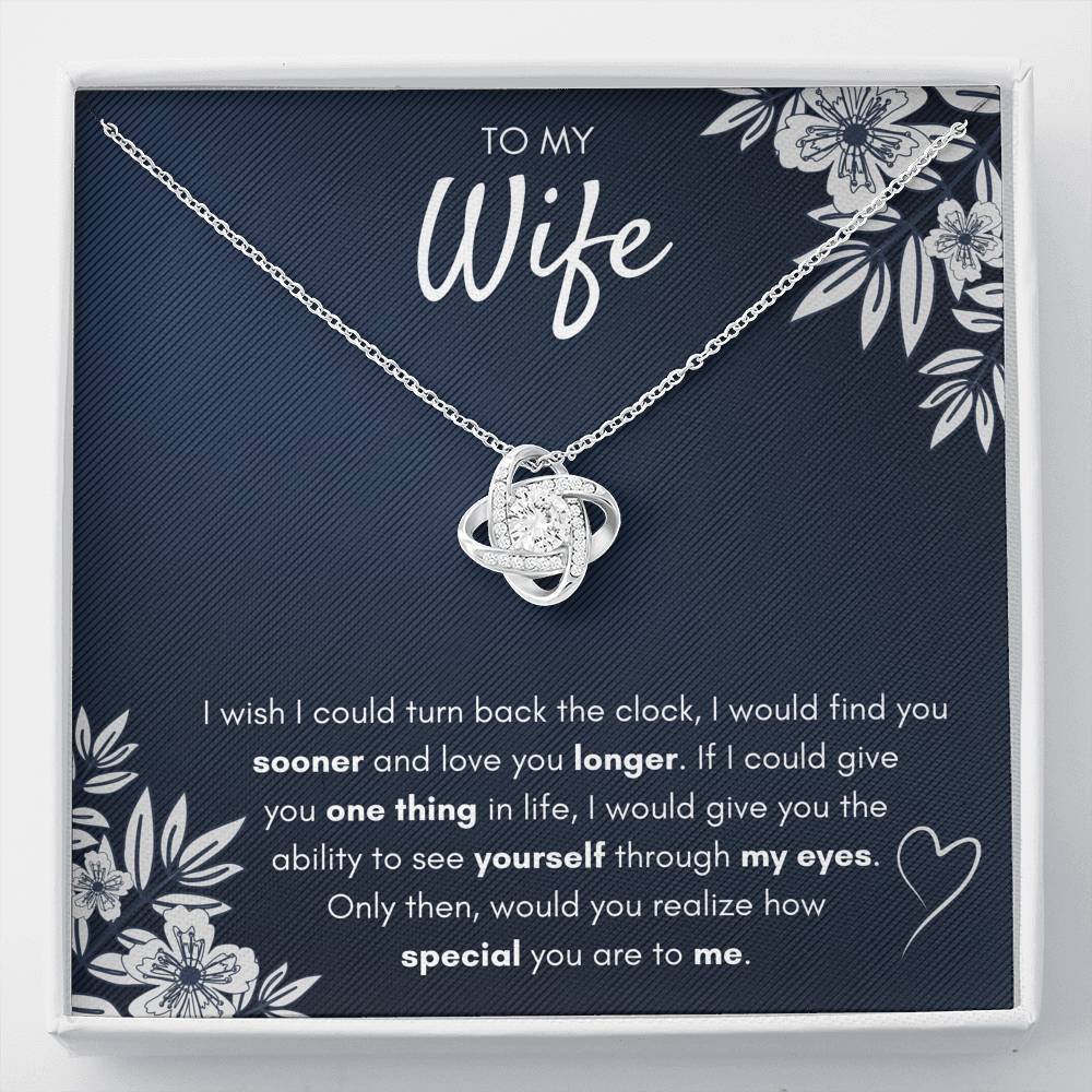 TO MY WIFE "FIND YOU SOONER" LOVE KNOT NECKLACE GIFT SET - ON CLOUD NINE GIFTS