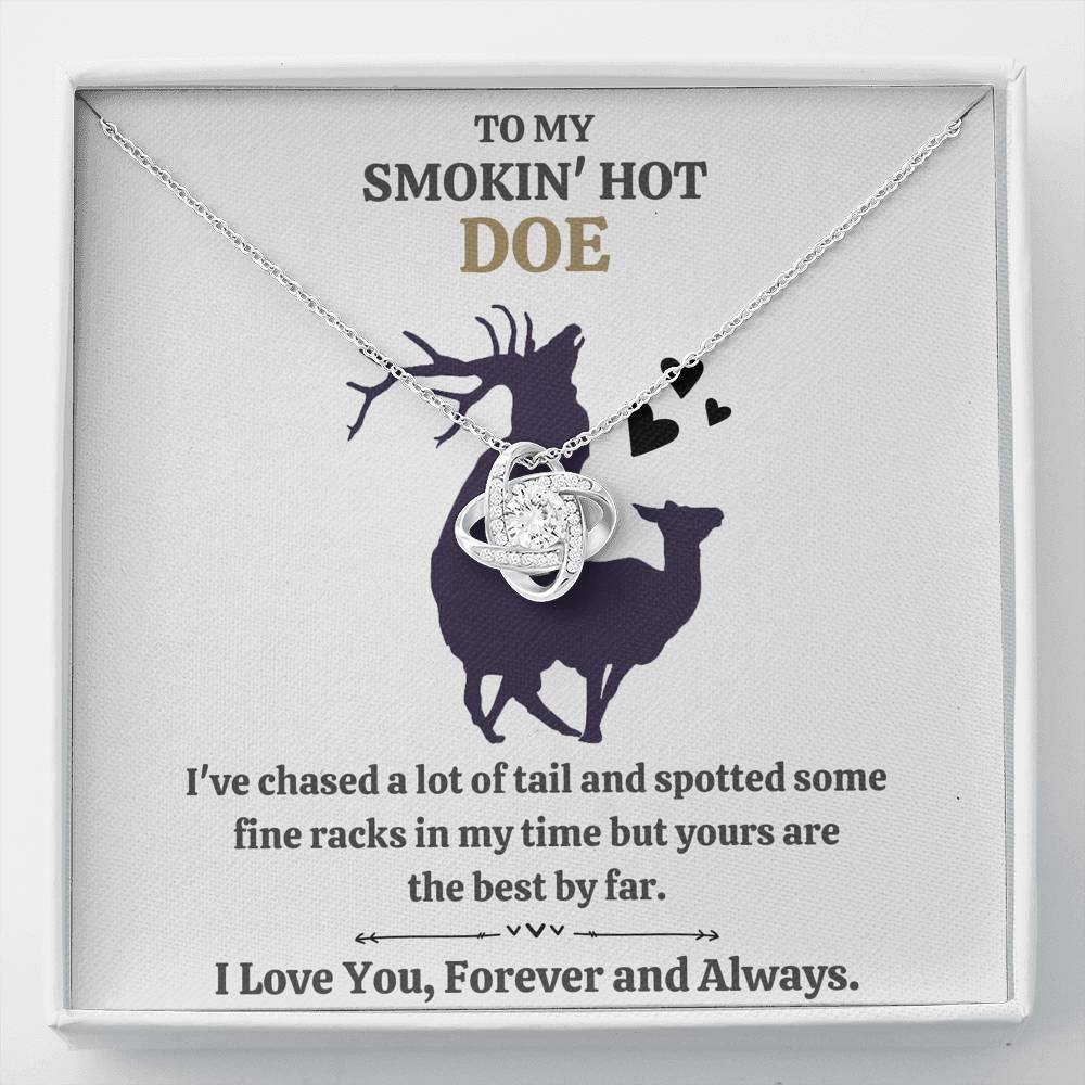 TO MY SMOKIN HOT DOE "TAIL - GOLDEN" LOVE KNOT NECKLACE GIFT SET - ON CLOUD NINE GIFTS
