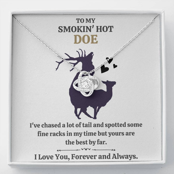 TO MY SMOKIN HOT DOE "TAIL - GOLDEN" LOVE KNOT NECKLACE GIFT SET - ON CLOUD NINE GIFTS
