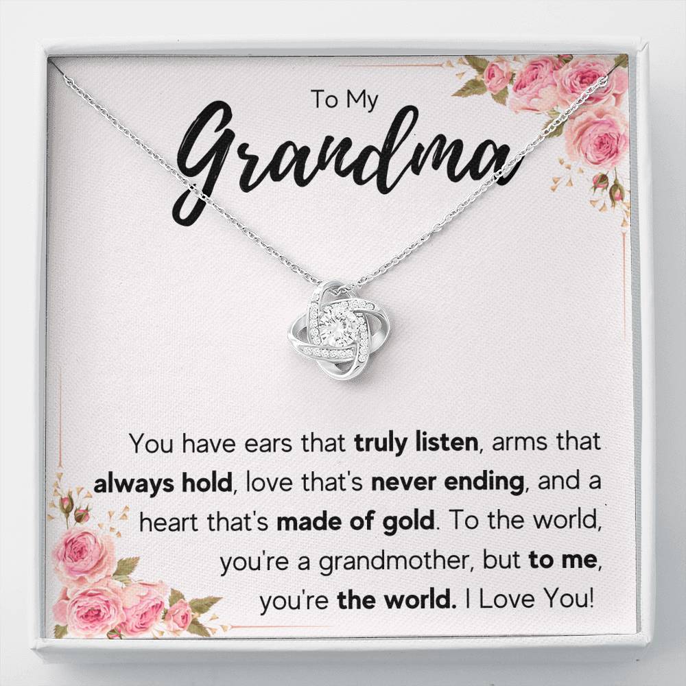 TO MY GRANDMA NEVER ENDING LOVE KNOT NECKLACE GIFT SET - ON CLOUD NINE GIFTS
