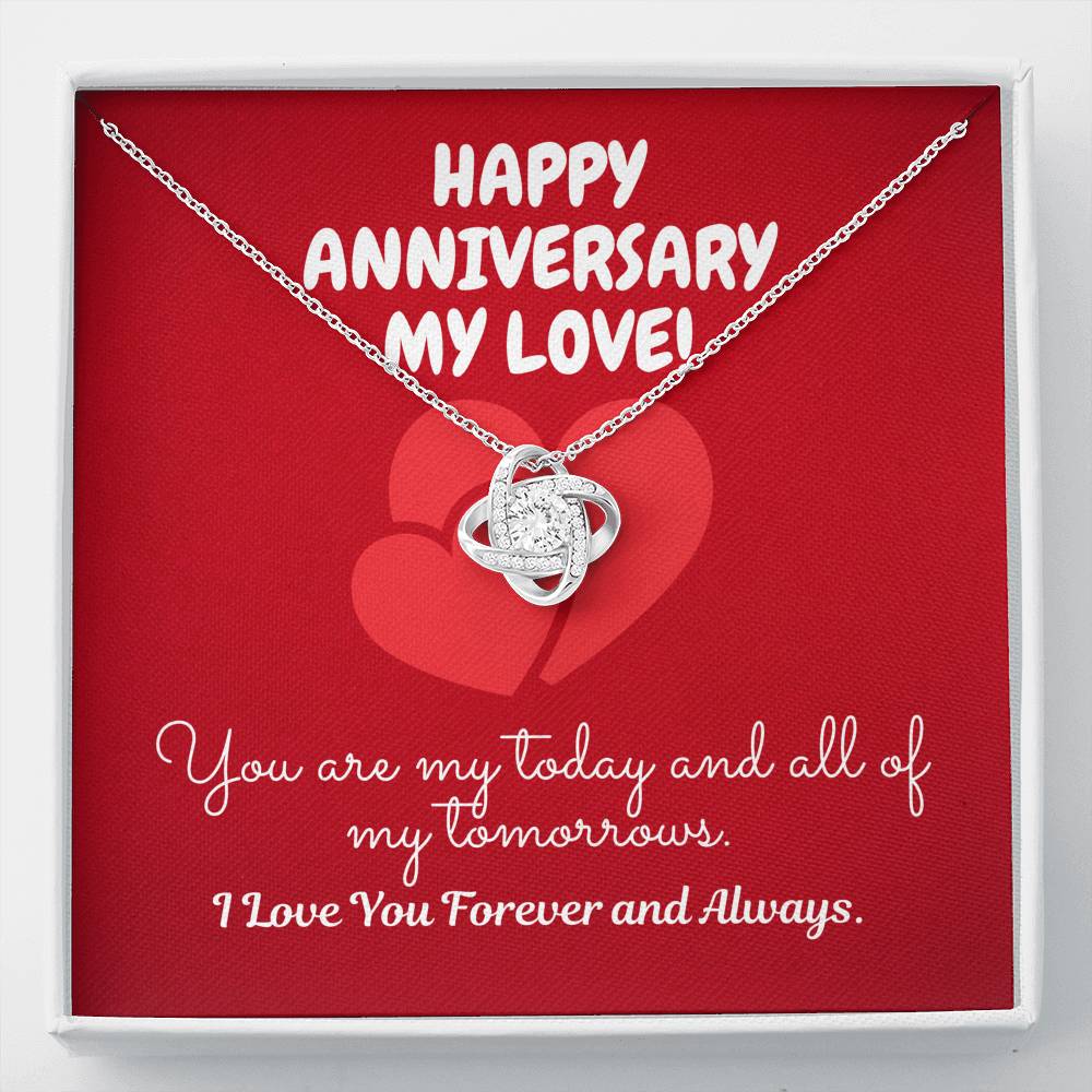 TO MY LOVE "TOMORROW" LOVE KNOT NECKLACE ANNIVERSARY GIFT SET - ON CLOUD NINE GIFTS