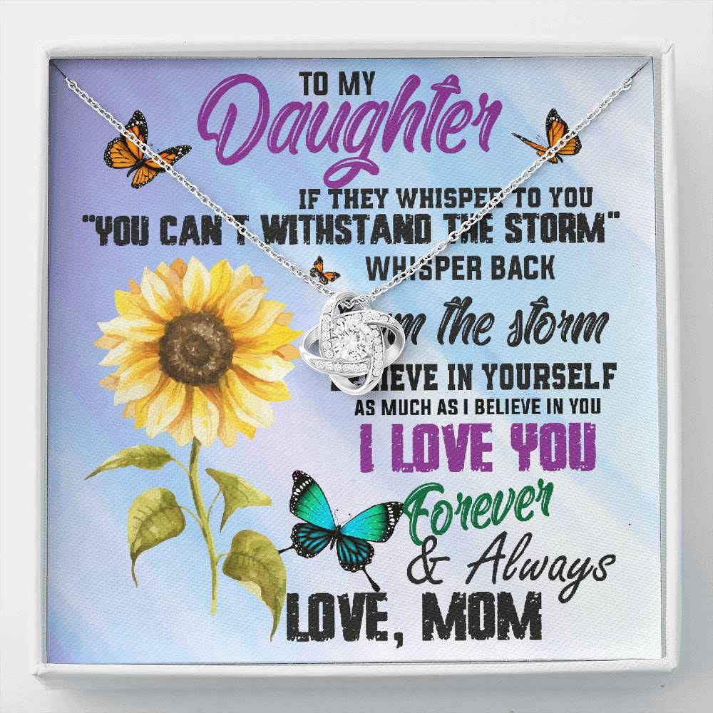 TO MY DAUGHTER "WHISPER" LOVE KNOT NECKLACE GIFT SET - ON CLOUD NINE GIFTS