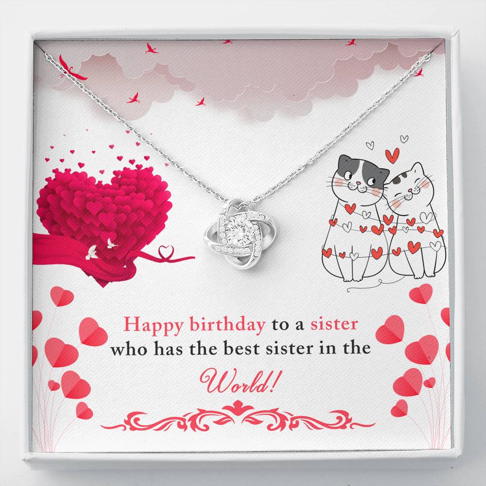 TO MY SISTER "BEST IN THE WORLD" LOVE KNOT NECKLACE BIRTHDAY GIFT SET - ON CLOUD NINE GIFTS