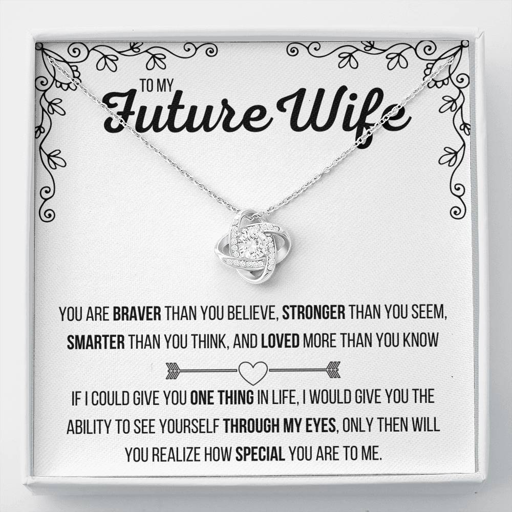 TO MY FUTURE WIFE "LOVED MORE THAN YOU KNOW" LOVE KNOT NECKLACE GIFT SET - ON CLOUD NINE GIFTS