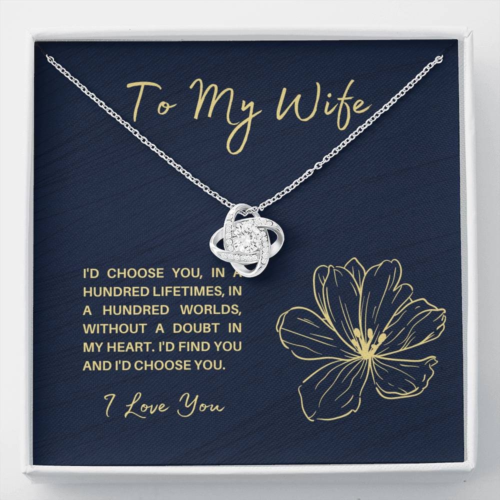 TO MY WIFE "HUNDRED LIFETIMES" LOVE KNOT NECKLACE GIFT SET - ON CLOUD NINE GIFTS