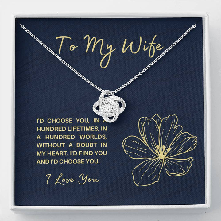 TO MY WIFE "HUNDRED LIFETIMES" LOVE KNOT NECKLACE GIFT SET - ON CLOUD NINE GIFTS