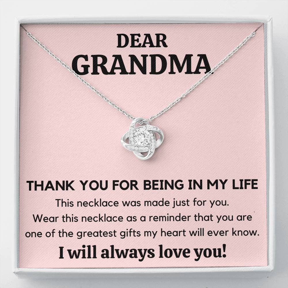 DEAR GRANDMA MY LIFE LOVE KNOT NECKLACE GIFT SET - ON CLOUD NINE GIFTS