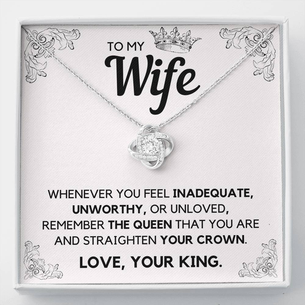 TO MY WIFE QUEEN LOVE KNOT NECKLACE GIFT SET - ON CLOUD NINE GIFTS