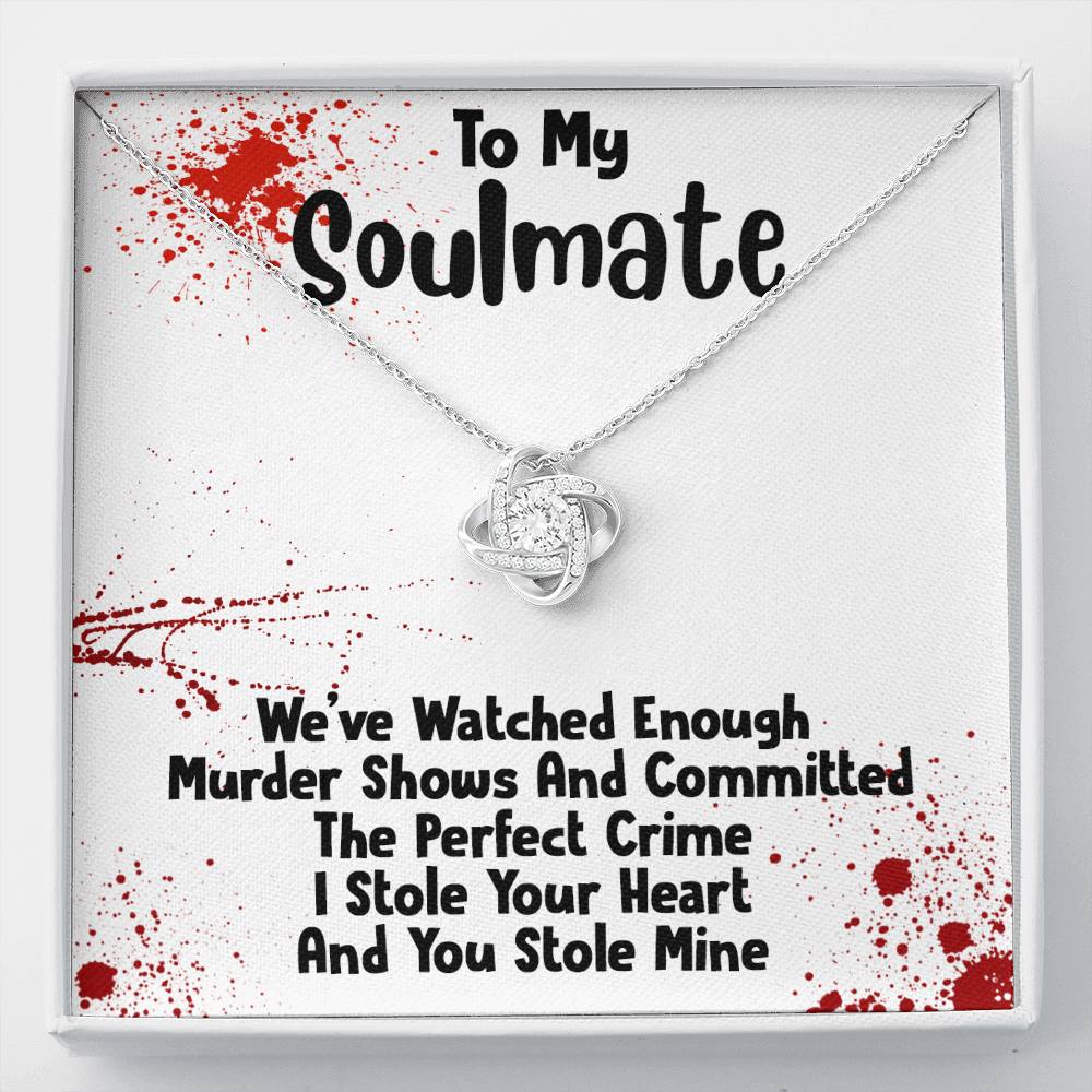 TO MY SOULMATE MURDER SHOWS LOVE KNOT NECKLACE GIFT SET - ON CLOUD NINE GIFTS
