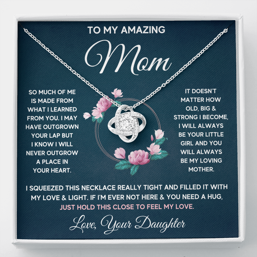 Mother daughter necklace jewelry birthday mothers day gifts from daughter to my mom Love Knot Necklace with Message Card and Gift Box - ON CLOUD NINE GIFTS