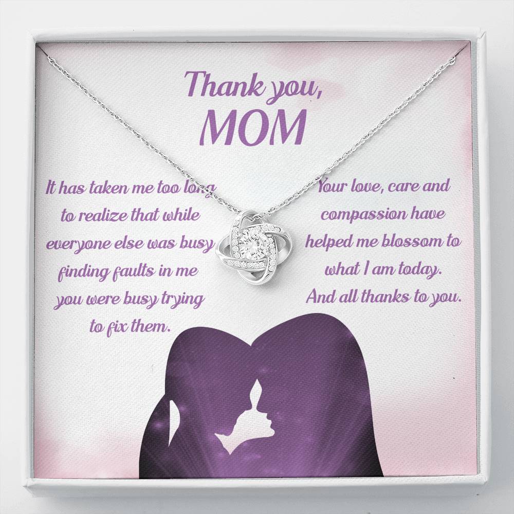 THANK YOU MOM "BLOSSOM PB" LOVE KNOT NECKLACE GIFT SET - ON CLOUD NINE GIFTS