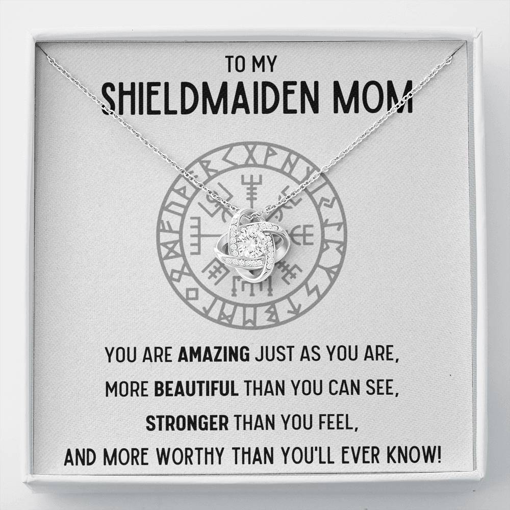 TO MY SHIELDMAIDEN MOM "WORTHY" LOVE KNOT NECKLACE GIFT SET - ON CLOUD NINE GIFTS