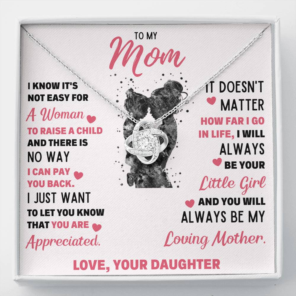TO MY MOM LITTLE GIRL LOVE KNOT NECKLACE GIFT SET - ON CLOUD NINE GIFTS