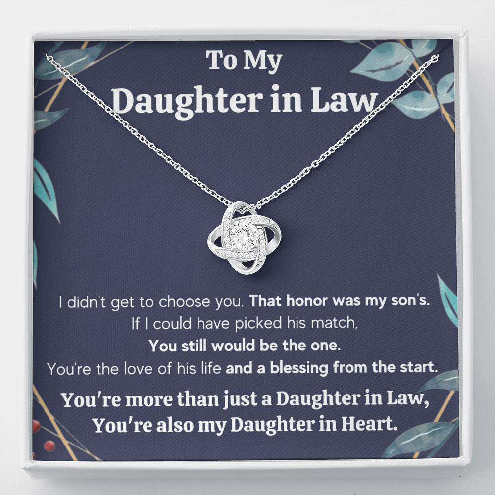 TO MY DAUGHTER IN LAW HONOR FRAME LOVE KNOT NECKLACE GIFT SET - ON CLOUD NINE GIFTS