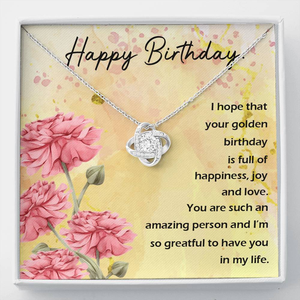 HAPPY BIRTHDAY "GOLDEN" LOVE KNOT NECKLACE GIFT SET - ON CLOUD NINE GIFTS