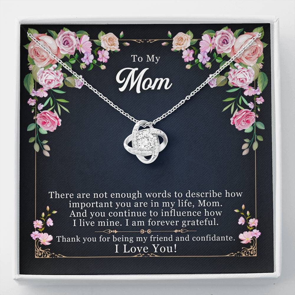 TO MY MOM "ENOUGH WORDS-SO" LOVE KNOT NECKLACE GIFT SET - ON CLOUD NINE GIFTS
