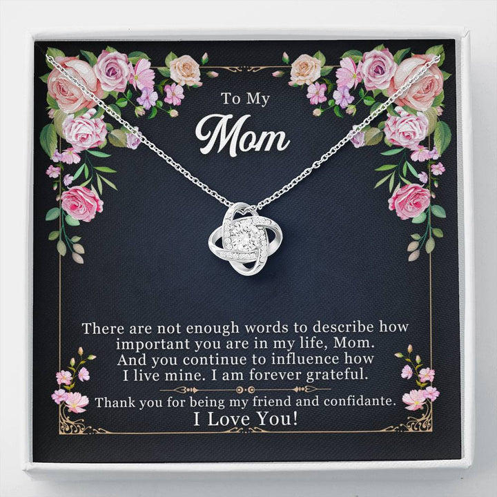 TO MY MOM "ENOUGH WORDS-SO" LOVE KNOT NECKLACE GIFT SET - ON CLOUD NINE GIFTS