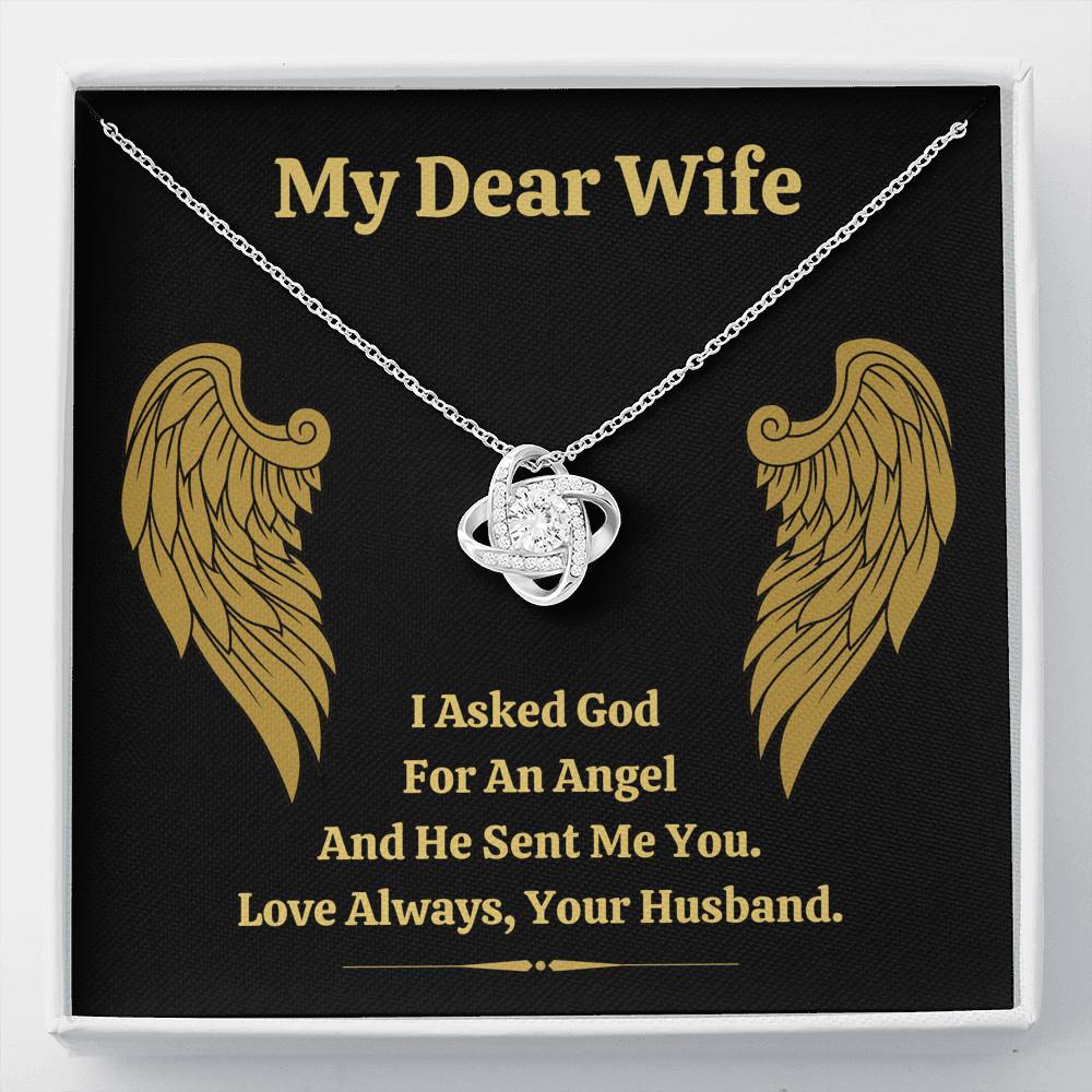 DEAR WIFE "ANGEL" LOVE KNOT NECKLACE GIFT SET - ON CLOUD NINE GIFTS
