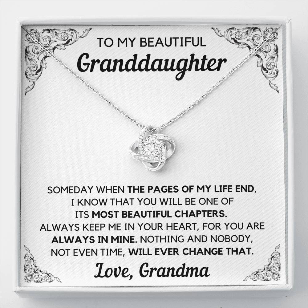 TO MY BEAUTIFUL GRANDDAUGHTER FROM GRANDMA CHAPTERS LOVE KNOT NECKLACE GIFT SET - ON CLOUD NINE GIFTS