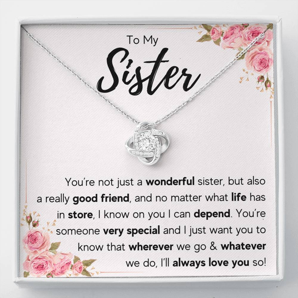 TO MY SISTER LOVE YOU SO LOVE KNOT NECKLACE GIFT SET - ON CLOUD NINE GIFTS