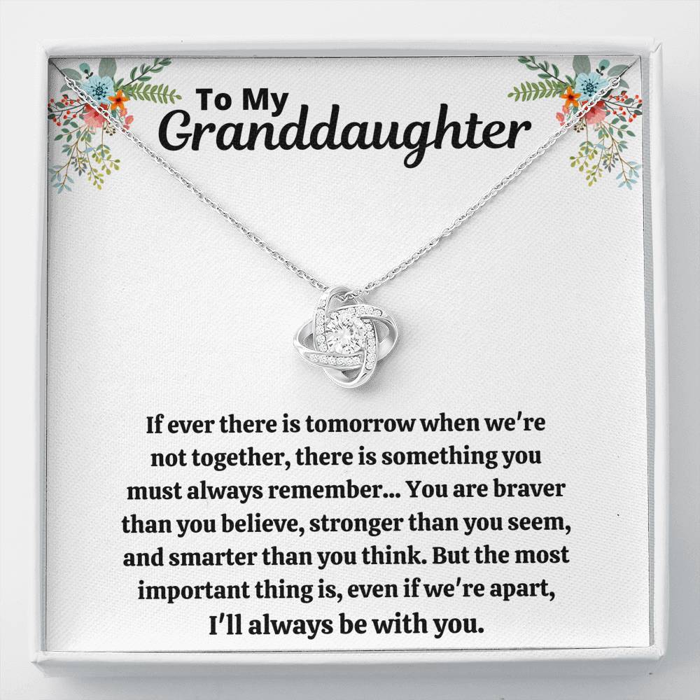 TO MY GRANDDAUGHTER "STRONGER THAN YOU SEEM" LOVE KNOT NECKLACE GIFT SET - ON CLOUD NINE GIFTS