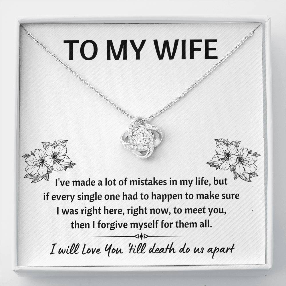TO MY WIFE "MISTAKES" LOVE KNOT NECKLACE GIFT SET - ON CLOUD NINE GIFTS