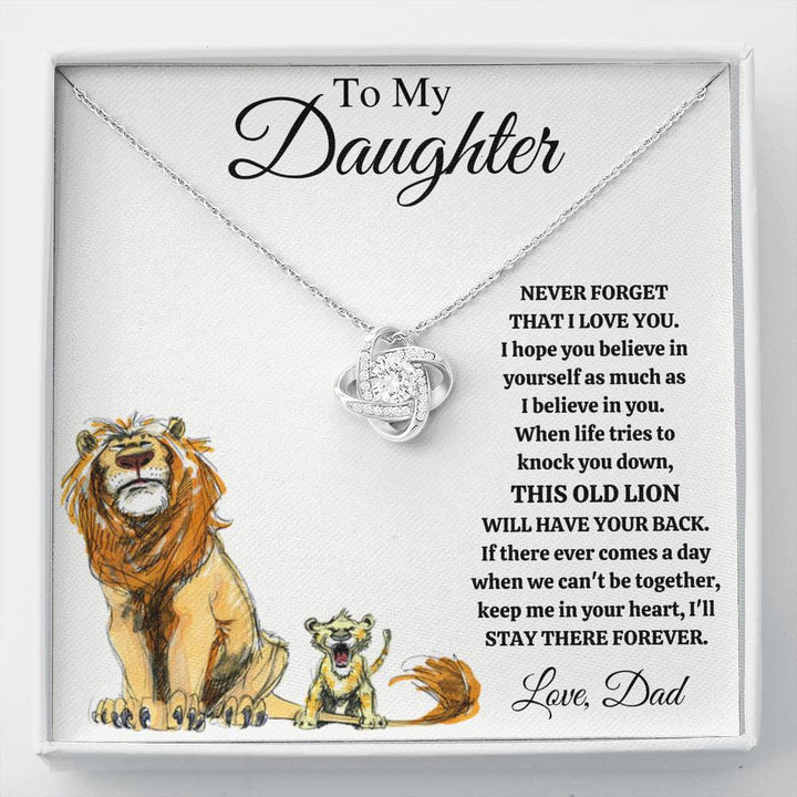 TO MY DAUGHTER "THIS OLD LION - DRAWING" LOVE KNOT NECKLACE GIFT SET - ON CLOUD NINE GIFTS