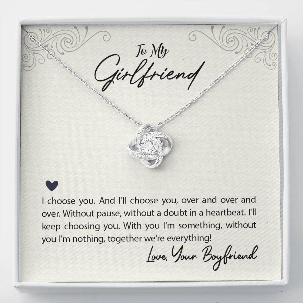 TO MY GIRLFRIEND "WE'RE EVERYTHING" LOVE KNOT NECKLACE GIFT SET - ON CLOUD NINE GIFTS