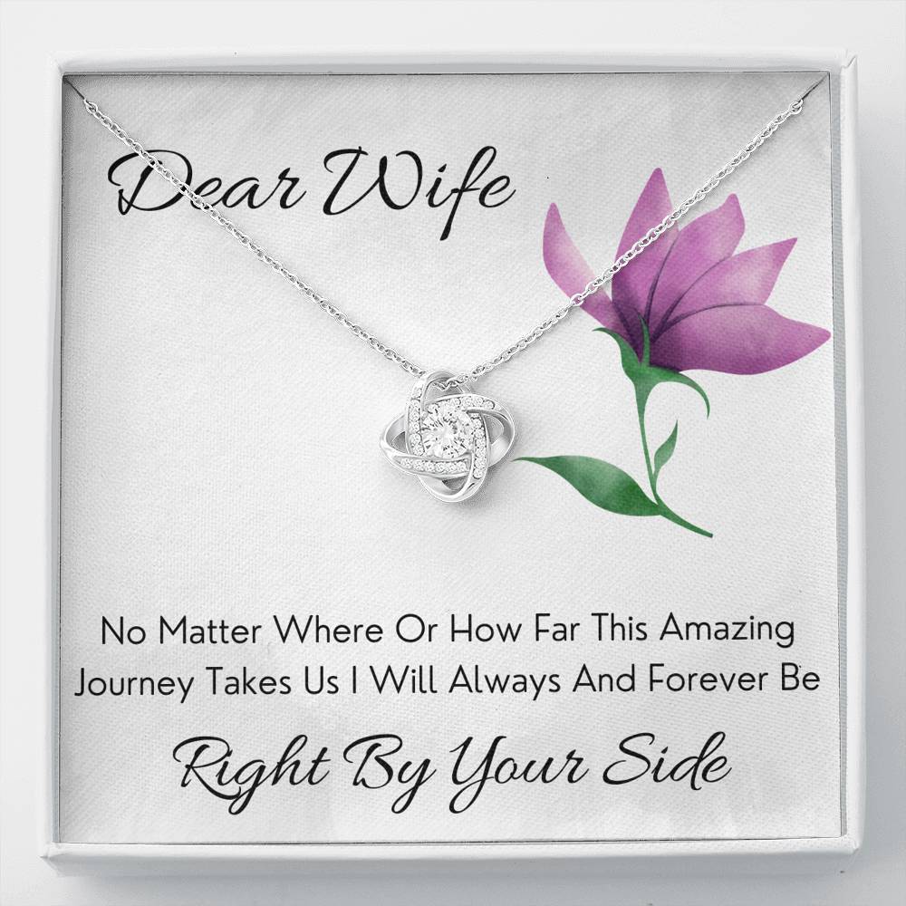 DEAR WIFE "BY YOUR SIDE" LOVE KNOT NECKLACE GIFT SET - ON CLOUD NINE GIFTS