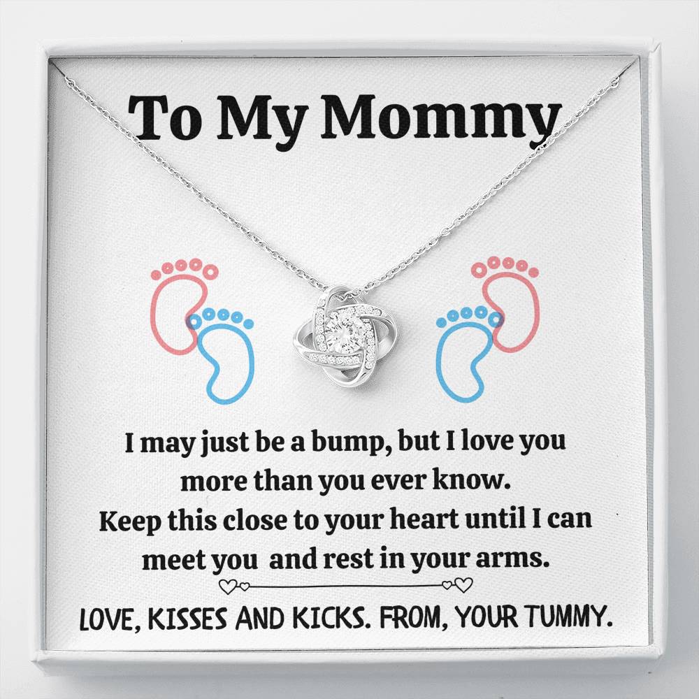 TO MY MOMMY "BABY FEET - WHITE" LOVE KNOT NECKLACE GIFT SET - ON CLOUD NINE GIFTS
