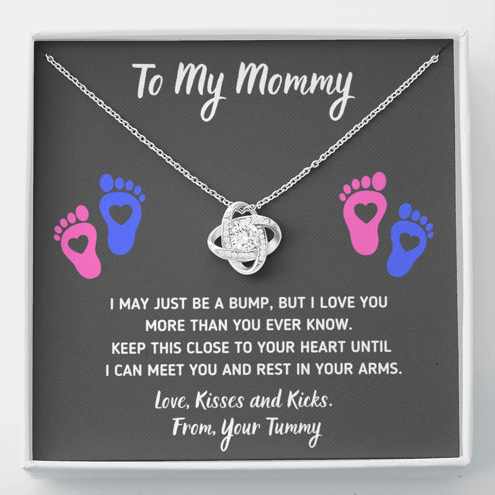 TO MY MOMMY BABY FEET LOVE KNOT NECKLACE GIFT SET - ON CLOUD NINE GIFTS
