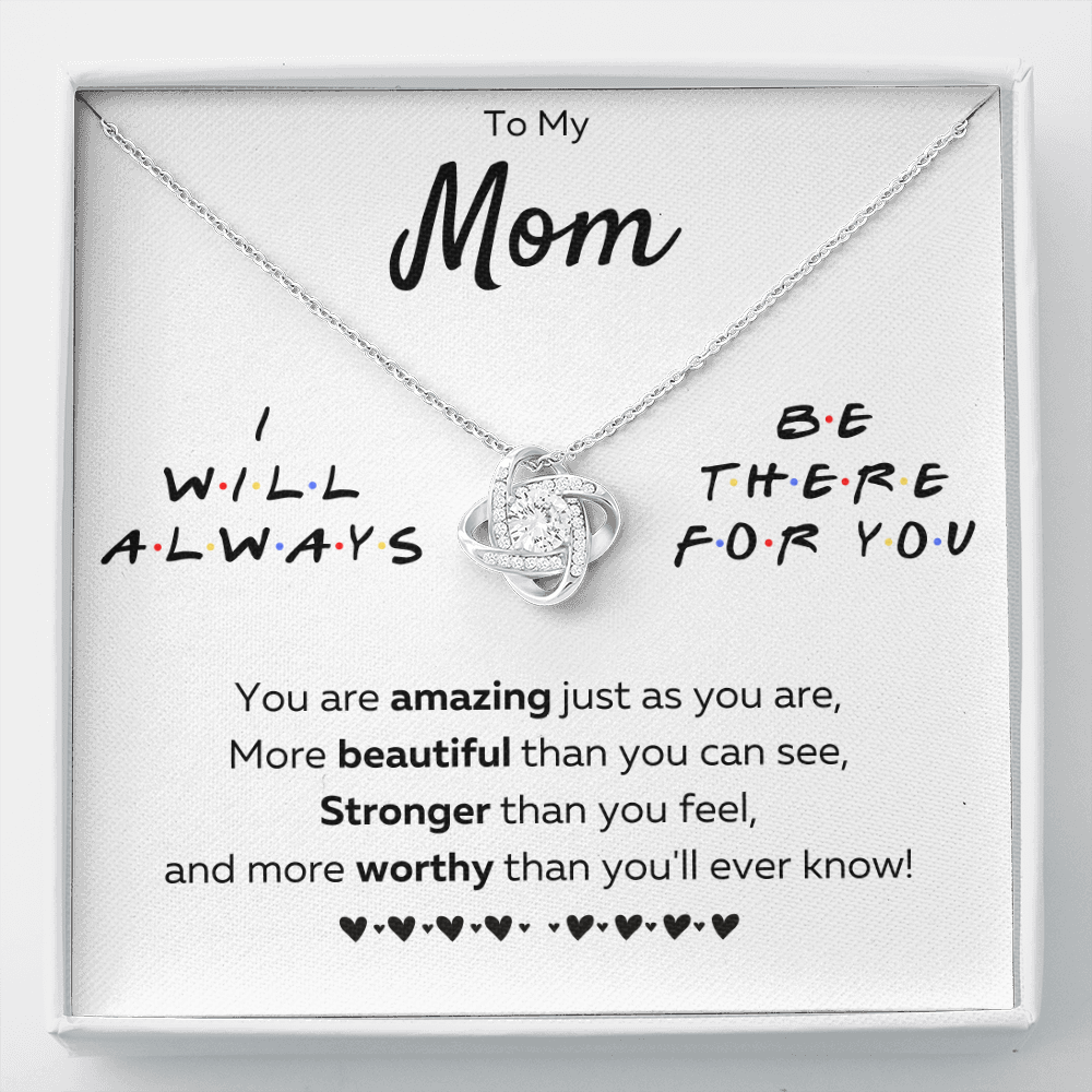 Mother daughter necklace jewelry birthday mothers day gifts from daughter to my mom Love Knot Necklace with Message Card and Gift Box - ON CLOUD NINE GIFTS