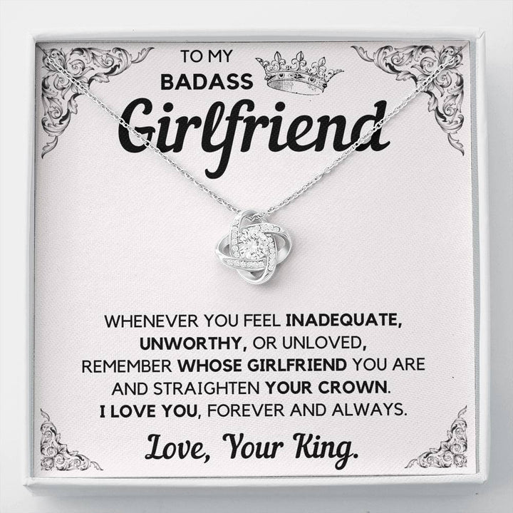 TO MY BADASS GIRLFRIEND CROWN LOVE KNOT NECKLACE GIFT SET - ON CLOUD NINE GIFTS