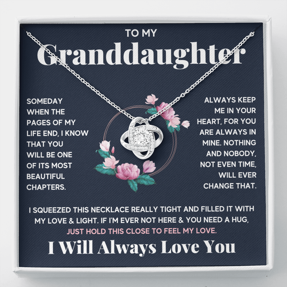 Granddaughter gifts from grandma jewelry from grandpa birthday gift for my granddaughter Love Knot Necklace with Message Card and Gift Box - ON CLOUD NINE GIFTS