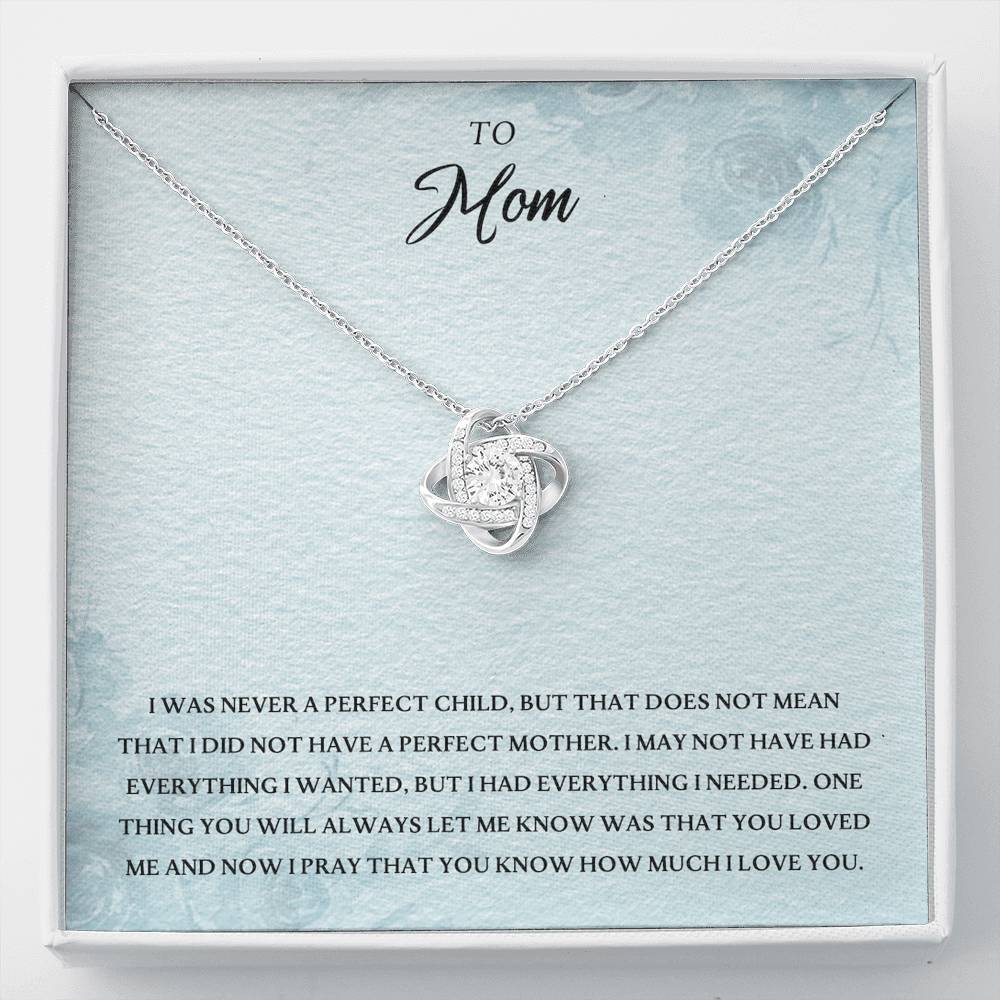 TO MY MOM "EVERYTHING I NEEDED PB" LOVE KNOT NECKLACE GIFT SET - ON CLOUD NINE GIFTS