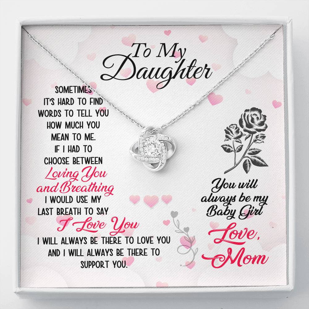 TO MY DAUGHTER "BREATHING" LOVE KNOT NECKLACE GIFT SET - ON CLOUD NINE GIFTS