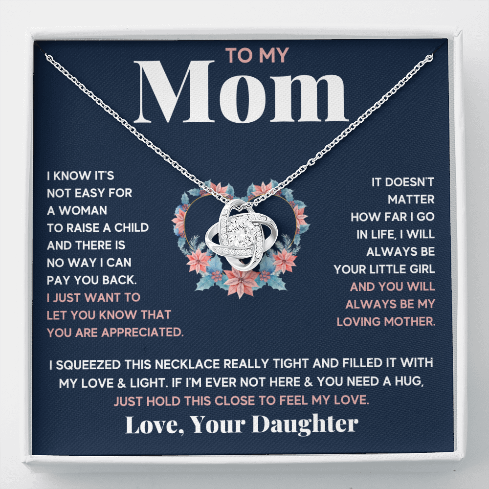 Mother daughter necklace jewelry birthday mothers day gifts from daughter to my mom Love Knot Necklace with Message Card and Gift Box - ON CLOUD NINE GIFTS