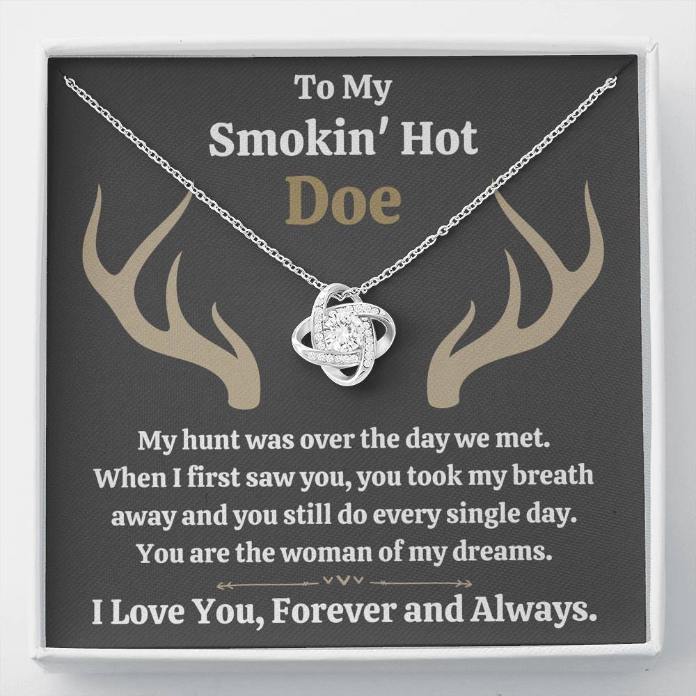 TO MY SMOKIN HOT DOE "DREAMS - DARK" LOVE KNOT NECKLACE GIFT SET - ON CLOUD NINE GIFTS
