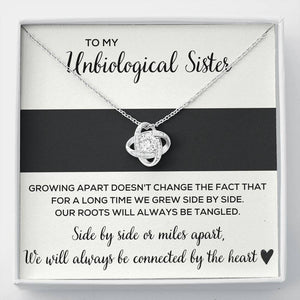 TO MY UNBIOLOGICAL SISTER "TANGLED" LOVE KNOT NECKLACE GIFT SET - ON CLOUD NINE GIFTS