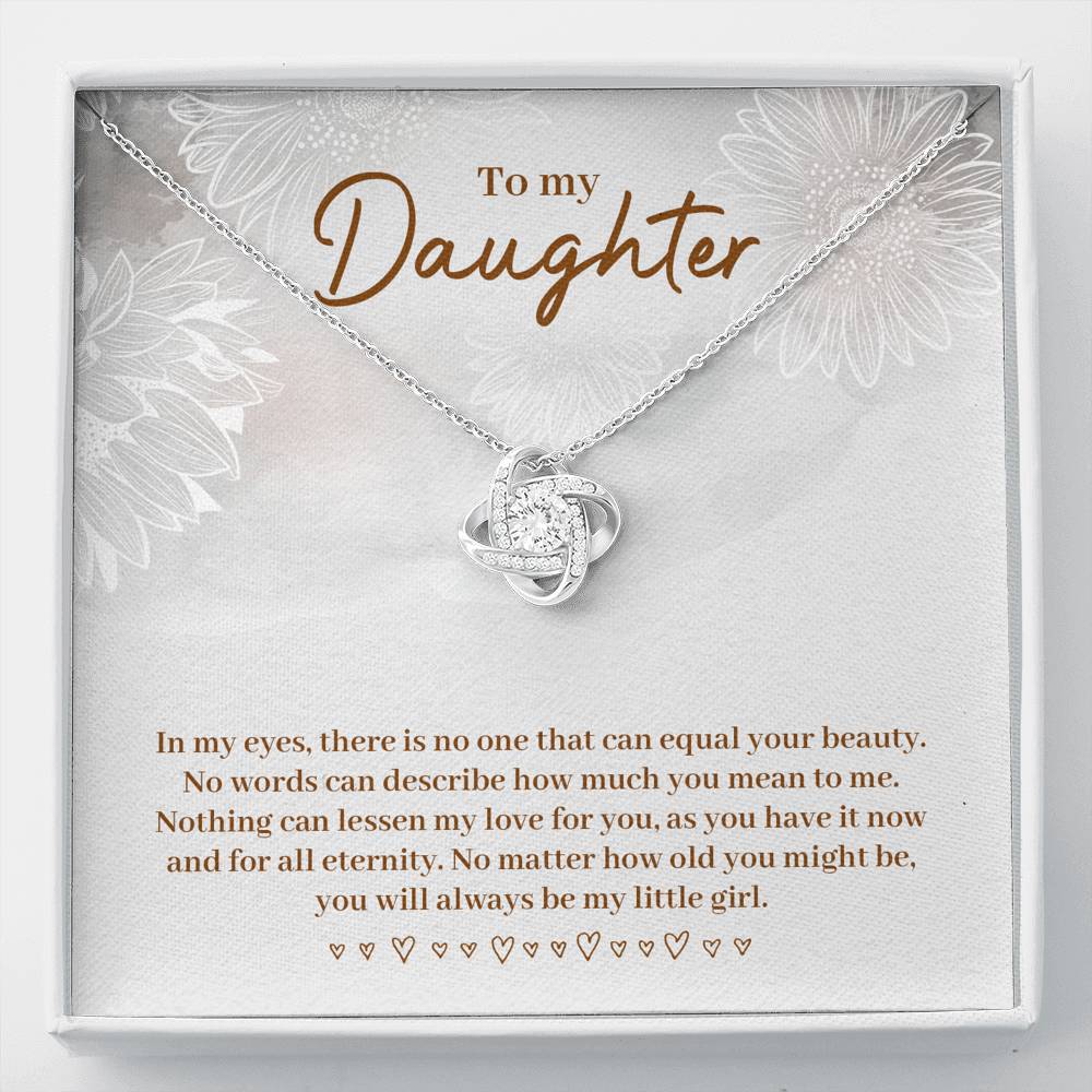 TO MY DAUGHTER "EQUAL YOUR BEAUTY" LOVE KNOT NECKLACE GIFT SET - ON CLOUD NINE GIFTS
