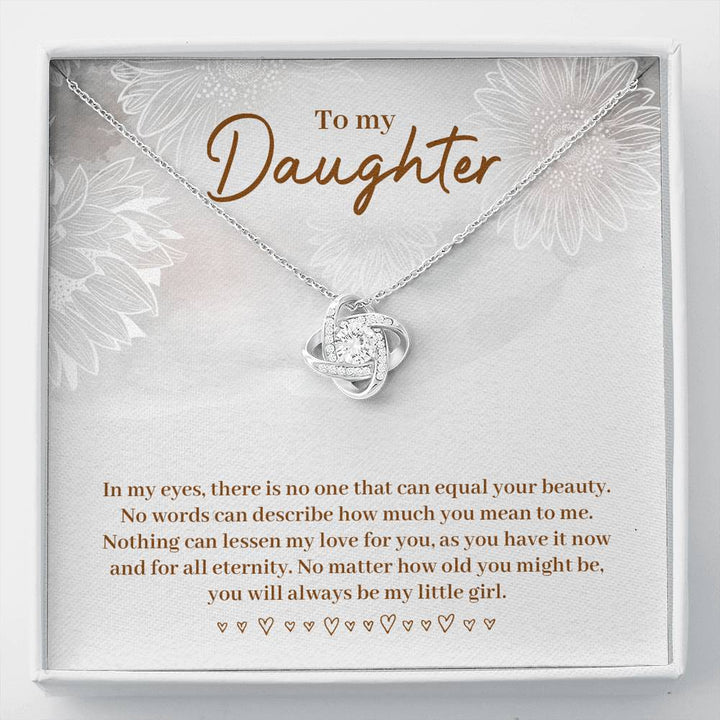 TO MY DAUGHTER "EQUAL YOUR BEAUTY" LOVE KNOT NECKLACE GIFT SET - ON CLOUD NINE GIFTS
