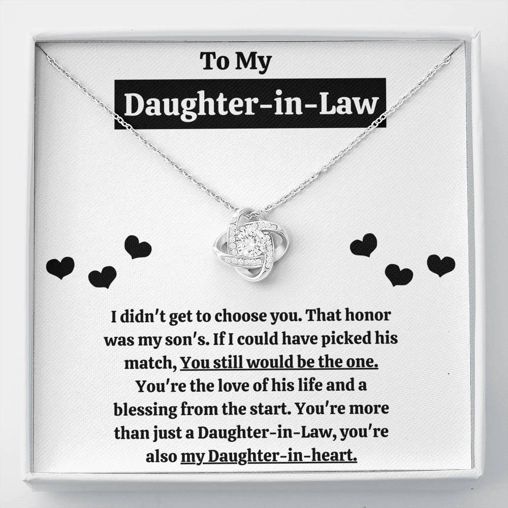 TO MY DAUGHTER-IN-LAW "BLESSING FROM THE START" LOVE KNOT NECKLACE GIFT SET - ON CLOUD NINE GIFTS