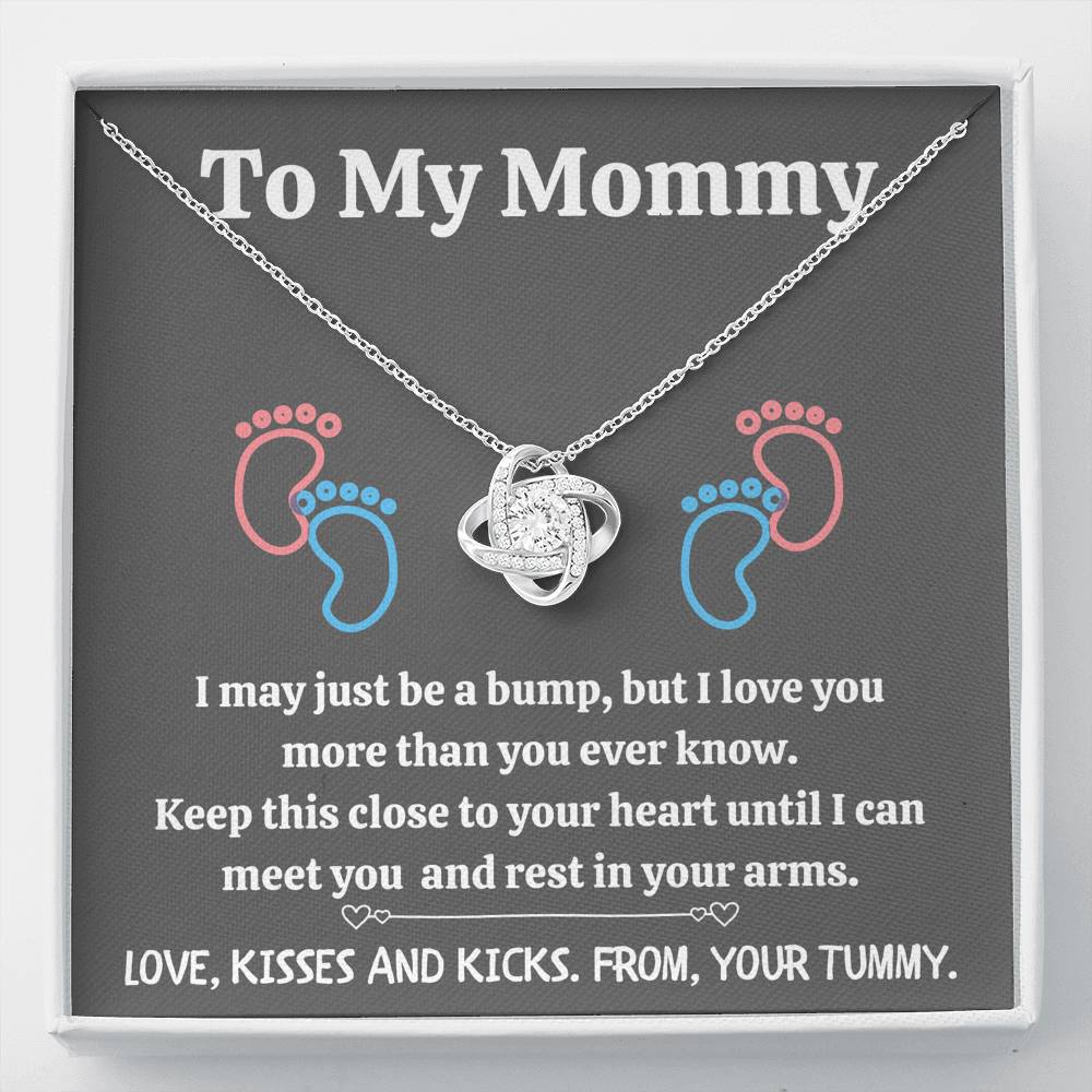 TO MY MOMMY "BABY FEET - GRAY" LOVE KNOT NECKLACE GIFT SET - ON CLOUD NINE GIFTS