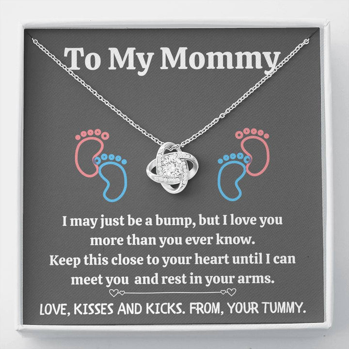TO MY MOMMY "BABY FEET - GRAY" LOVE KNOT NECKLACE GIFT SET - ON CLOUD NINE GIFTS