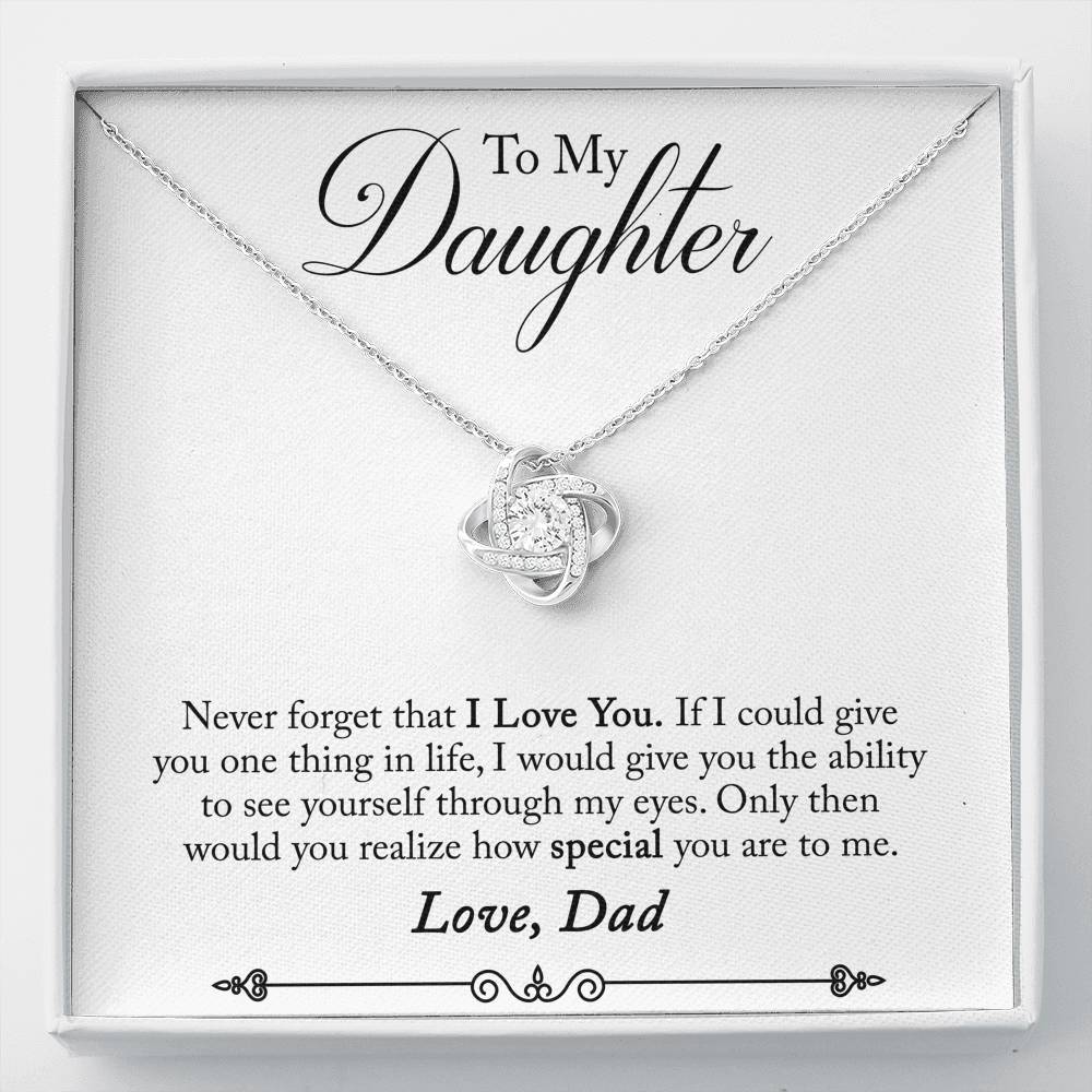 TO MY DAUGHTER "ONE THING - SO" LOVE KNOT NECKLACE GIFT SET - ON CLOUD NINE GIFTS